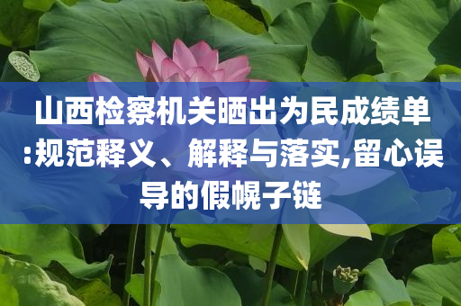 山西檢察機(jī)關(guān)曬出為民成績單:規(guī)范釋義、解釋與落實(shí),留心誤導(dǎo)的假幌子鏈