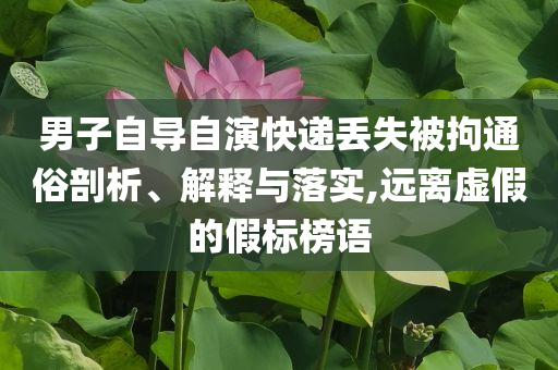 男子自導(dǎo)自演快遞丟失被拘通俗剖析、解釋與落實(shí),遠(yuǎn)離虛假的假標(biāo)榜語