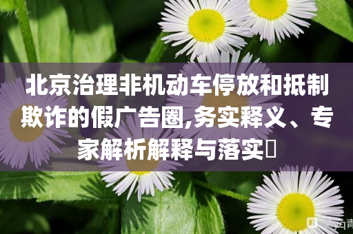 北京治理非機(jī)動(dòng)車停放和抵制欺詐的假?gòu)V告圈,務(wù)實(shí)釋義、專家解析解釋與落實(shí)?
