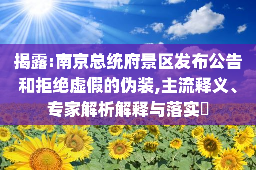 揭露:南京總統(tǒng)府景區(qū)發(fā)布公告和拒絕虛假的偽裝,主流釋義、專家解析解釋與落實(shí)?