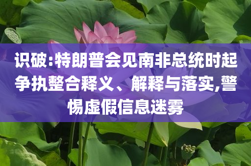 識(shí)破:特朗普會(huì)見南非總統(tǒng)時(shí)起爭(zhēng)執(zhí)整合釋義、解釋與落實(shí),警惕虛假信息迷霧