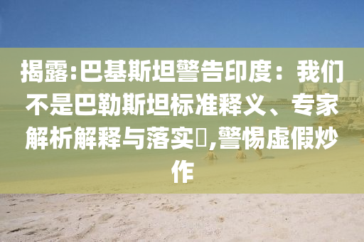 揭露:巴基斯坦警告印度：我們不是巴勒斯坦標(biāo)準(zhǔn)釋義、專家解析解釋與落實?,警惕虛假炒作