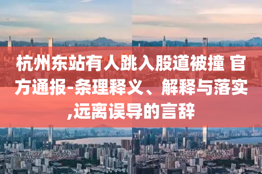 杭州東站有人跳入股道被撞 官方通報-條理釋義、解釋與落實,遠離誤導(dǎo)的言辭