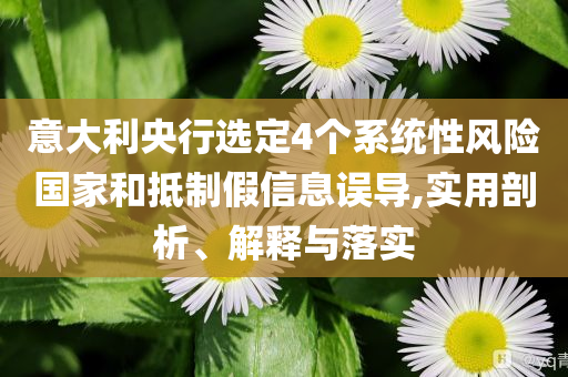 意大利央行選定4個系統(tǒng)性風(fēng)險國家和抵制假信息誤導(dǎo),實(shí)用剖析、解釋與落實(shí)