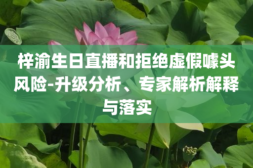 梓渝生日直播和拒絕虛假噱頭風(fēng)險(xiǎn)-升級分析、專家解析解釋與落實(shí)