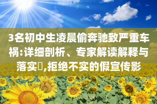 3名初中生凌晨偷奔馳致嚴(yán)重車禍:詳細(xì)剖析、專家解讀解釋與落實(shí)?,拒絕不實(shí)的假宣傳影