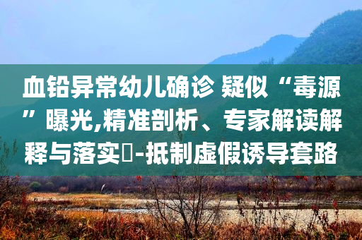 血鉛異常幼兒確診 疑似“毒源”曝光,精準(zhǔn)剖析、專家解讀解釋與落實(shí)?-抵制虛假誘導(dǎo)套路