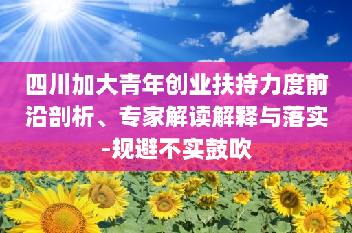 四川加大青年創(chuàng)業(yè)扶持力度前沿剖析、專家解讀解釋與落實-規(guī)避不實鼓吹