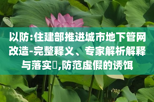 以防:住建部推進(jìn)城市地下管網(wǎng)改造-完整釋義、專家解析解釋與落實(shí)?,防范虛假的誘餌