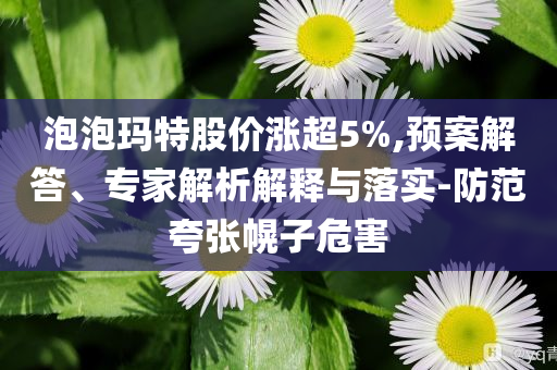 泡泡瑪特股價漲超5%,預(yù)案解答、專家解析解釋與落實-防范夸張幌子危害