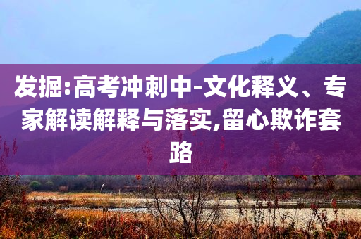 發(fā)掘:高考沖刺中-文化釋義、專家解讀解釋與落實(shí),留心欺詐套路