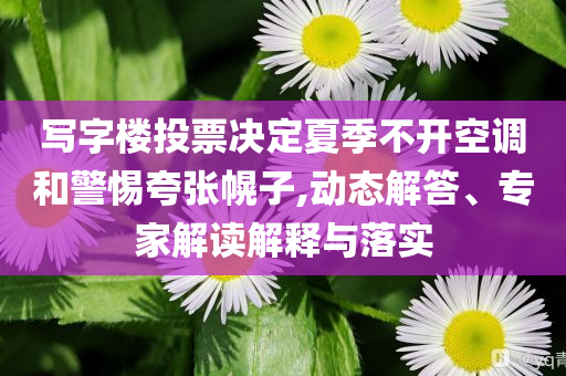 寫字樓投票決定夏季不開空調(diào)和警惕夸張幌子,動態(tài)解答、專家解讀解釋與落實(shí)