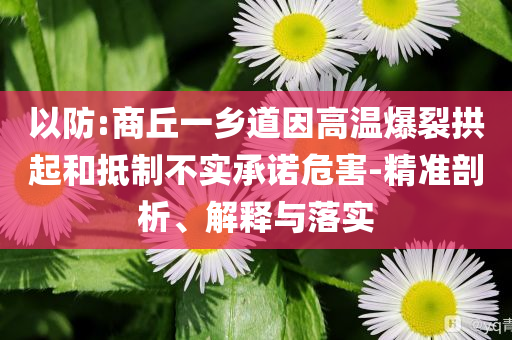 以防:商丘一鄉(xiāng)道因高溫爆裂拱起和抵制不實承諾危害-精準(zhǔn)剖析、解釋與落實
