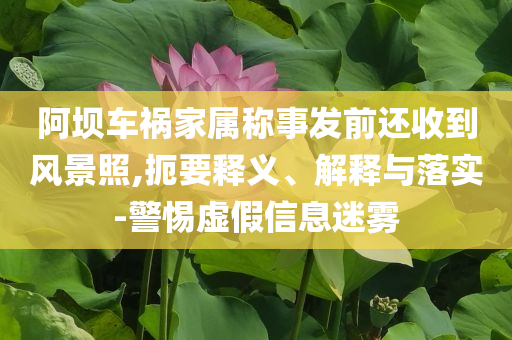 阿壩車禍家屬稱事發(fā)前還收到風(fēng)景照,扼要釋義、解釋與落實-警惕虛假信息迷霧