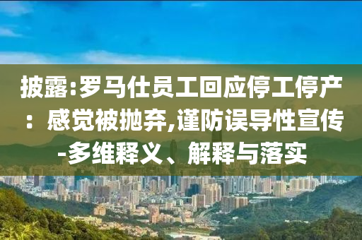 披露:羅馬仕員工回應(yīng)停工停產(chǎn)：感覺被拋棄,謹防誤導(dǎo)性宣傳-多維釋義、解釋與落實