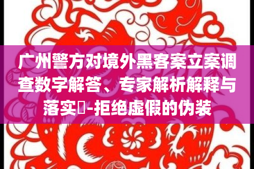 廣州警方對境外黑客案立案調(diào)查數(shù)字解答、專家解析解釋與落實(shí)?-拒絕虛假的偽裝