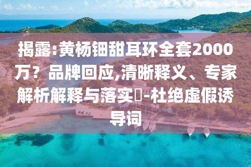 揭露:黃楊鈿甜耳環(huán)全套2000萬？品牌回應(yīng),清晰釋義、專家解析解釋與落實(shí)?-杜絕虛假誘導(dǎo)詞
