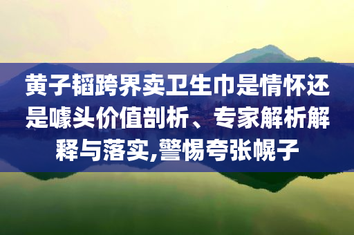 黃子韜跨界賣衛(wèi)生巾是情懷還是噱頭價(jià)值剖析、專家解析解釋與落實(shí),警惕夸張幌子