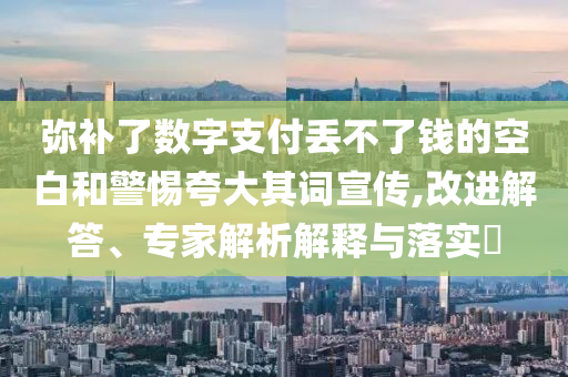 彌補了數(shù)字支付丟不了錢的空白和警惕夸大其詞宣傳,改進解答、專家解析解釋與落實?