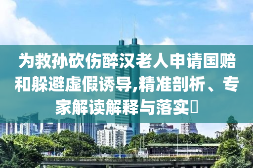 為救孫砍傷醉漢老人申請國賠和躲避虛假誘導(dǎo),精準(zhǔn)剖析、專家解讀解釋與落實?