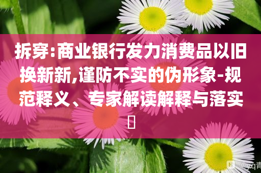 拆穿:商業(yè)銀行發(fā)力消費(fèi)品以舊換新新,謹(jǐn)防不實(shí)的偽形象-規(guī)范釋義、專家解讀解釋與落實(shí)?