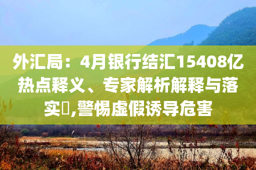 外匯局：4月銀行結(jié)匯15408億熱點(diǎn)釋義、專(zhuān)家解析解釋與落實(shí)?,警惕虛假誘導(dǎo)危害