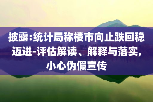 披露:統(tǒng)計(jì)局稱樓市向止跌回穩(wěn)邁進(jìn)-評估解讀、解釋與落實(shí),小心偽假宣傳