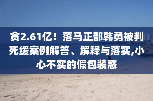 貪2.61億！落馬正部韓勇被判死緩案例解答、解釋與落實,小心不實的假包裝惑