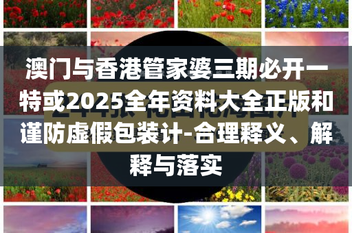 澳門與香港管家婆三期必開一特或2025全年資料大全正版和謹(jǐn)防虛假包裝計(jì)-合理釋義、解釋與落實(shí)