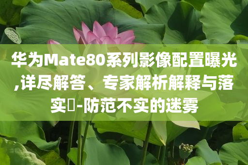 華為Mate80系列影像配置曝光,詳盡解答、專家解析解釋與落實?-防范不實的迷霧