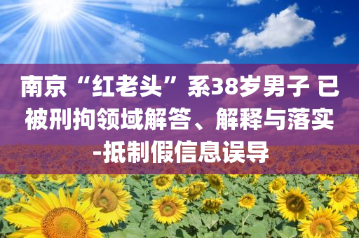 南京“紅老頭”系38歲男子 已被刑拘領(lǐng)域解答、解釋與落實-抵制假信息誤導(dǎo)
