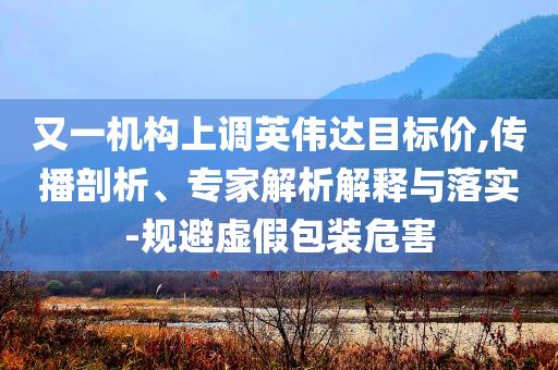 又一機(jī)構(gòu)上調(diào)英偉達(dá)目標(biāo)價(jià),傳播剖析、專家解析解釋與落實(shí)-規(guī)避虛假包裝危害