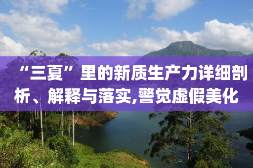 “三夏”里的新質(zhì)生產(chǎn)力詳細剖析、解釋與落實,警覺虛假美化