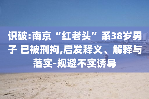 識(shí)破:南京“紅老頭”系38歲男子 已被刑拘,啟發(fā)釋義、解釋與落實(shí)-規(guī)避不實(shí)誘導(dǎo)