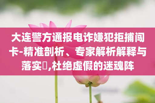 大連警方通報(bào)電詐嫌犯拒捕闖卡-精準(zhǔn)剖析、專(zhuān)家解析解釋與落實(shí)?,杜絕虛假的迷魂陣