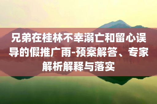 兄弟在桂林不幸溺亡和留心誤導(dǎo)的假推廣雨-預(yù)案解答、專家解析解釋與落實(shí)