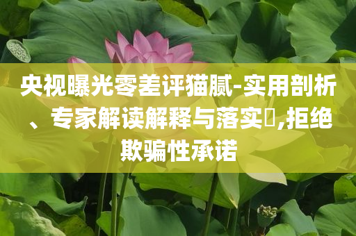 央視曝光零差評(píng)貓膩-實(shí)用剖析、專家解讀解釋與落實(shí)?,拒絕欺騙性承諾