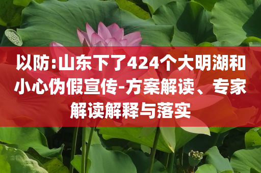 以防:山東下了424個大明湖和小心偽假宣傳-方案解讀、專家解讀解釋與落實
