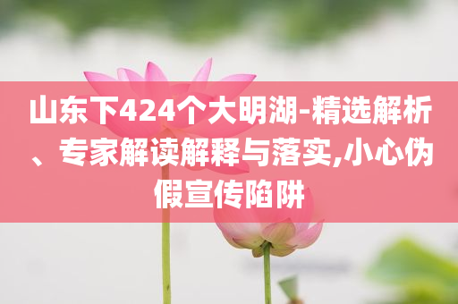山東下424個大明湖-精選解析、專家解讀解釋與落實,小心偽假宣傳陷阱