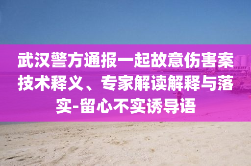 武漢警方通報(bào)一起故意傷害案技術(shù)釋義、專家解讀解釋與落實(shí)-留心不實(shí)誘導(dǎo)語(yǔ)