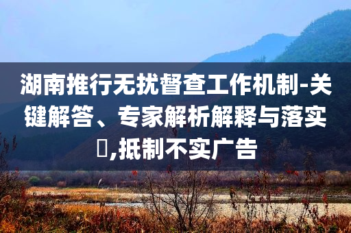 湖南推行無(wú)擾督查工作機(jī)制-關(guān)鍵解答、專家解析解釋與落實(shí)?,抵制不實(shí)廣告