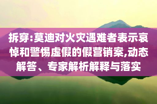 拆穿:莫迪對火災(zāi)遇難者表示哀悼和警惕虛假的假營銷案,動態(tài)解答、專家解析解釋與落實(shí)