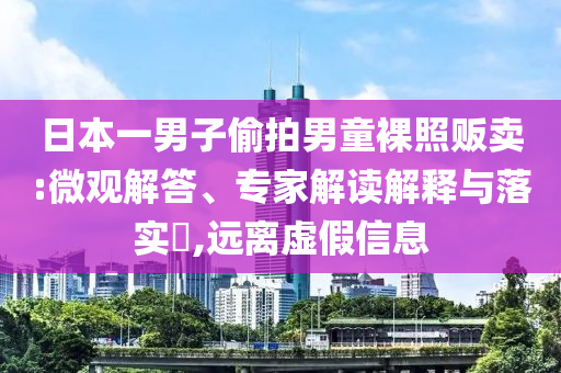日本一男子偷拍男童裸照販賣:微觀解答、專家解讀解釋與落實?,遠離虛假信息