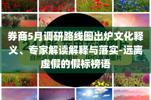 券商5月調(diào)研路線圖出爐文化釋義、專家解讀解釋與落實-遠離虛假的假標榜語
