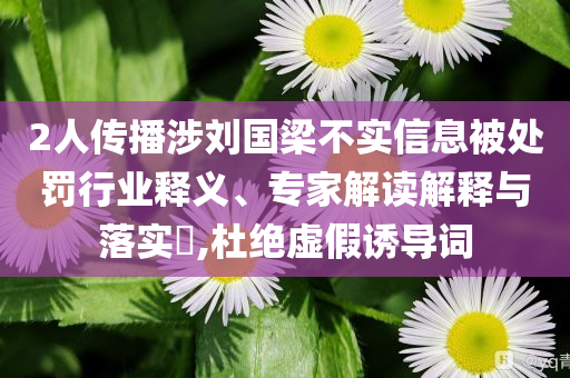 2人傳播涉劉國梁不實(shí)信息被處罰行業(yè)釋義、專家解讀解釋與落實(shí)?,杜絕虛假誘導(dǎo)詞