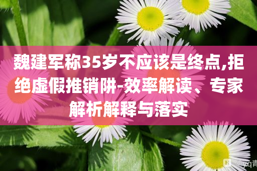 魏建軍稱35歲不應(yīng)該是終點(diǎn),拒絕虛假推銷阱-效率解讀、專家解析解釋與落實(shí)