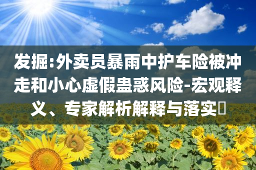 發(fā)掘:外賣員暴雨中護車險被沖走和小心虛假蠱惑風(fēng)險-宏觀釋義、專家解析解釋與落實?