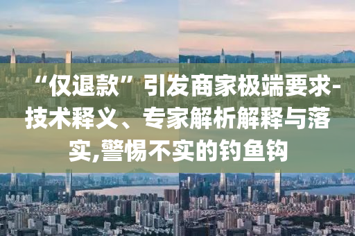“僅退款”引發(fā)商家極端要求-技術(shù)釋義、專家解析解釋與落實,警惕不實的釣魚鉤