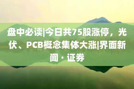 盤中必讀|今日共75股漲停，光伏、PCB概念集體大漲|界面新聞 · 證券