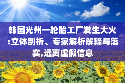 韓國光州一輪胎工廠發(fā)生大火:立體剖析、專家解析解釋與落實(shí),遠(yuǎn)離虛假信息